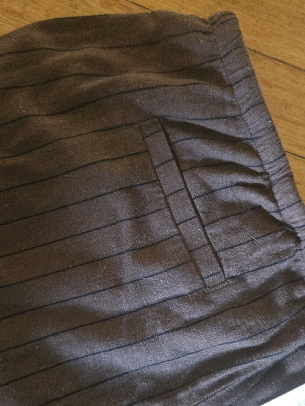 Nwt Sincerely Jules Brown Pinstripe Wide-Leg Pants Size Xl - Picture 6 of 6